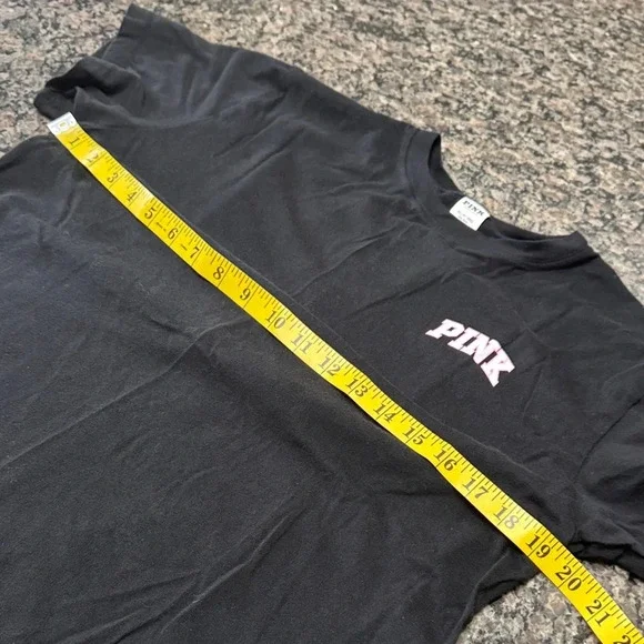 PINK Victoria's Secret Black Tee with Butterfly Graphic EUC XS/S - Picture 7 of 9